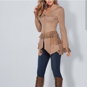 Venus faux suede with lace detail jacket size L